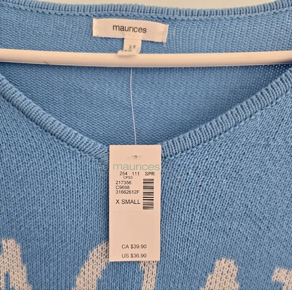 Maurices Blue V-Neck VACAY Sweater - Picture 3 of 6